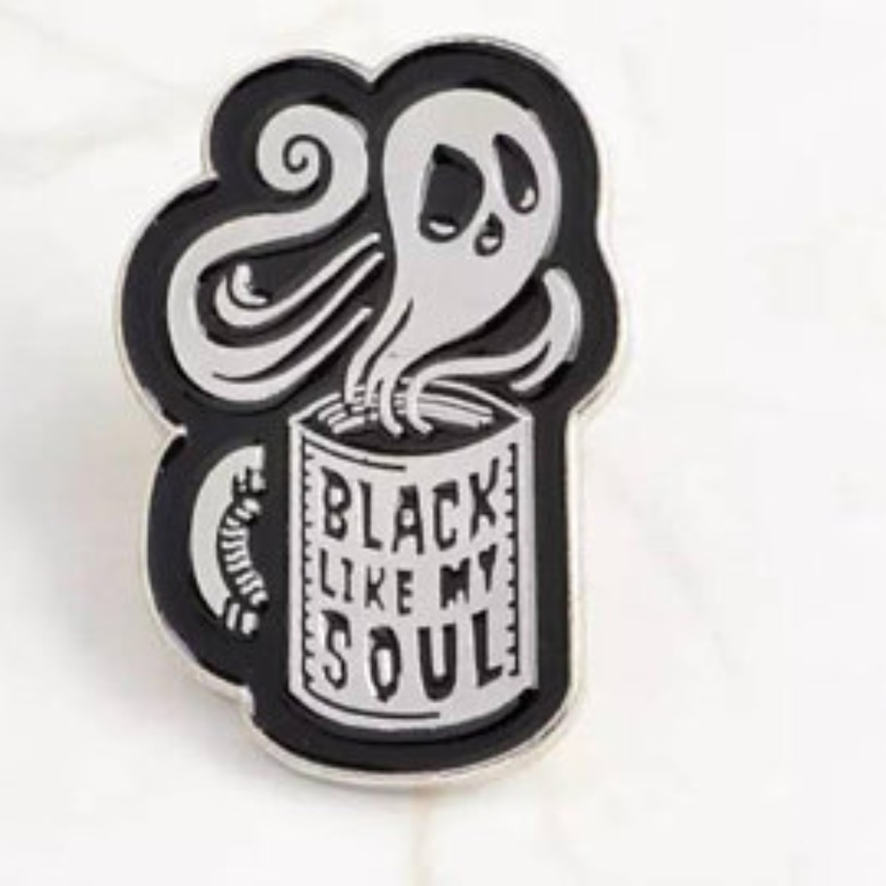 Black like my Soul Coffee Ghost In a mug pin goth - Picture 5 of 6